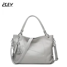 ICEV новые европейские модные простые сумки из натуральной кожи с кисточками женские сумки от известного бренда Litchi женские кожаные сумки
