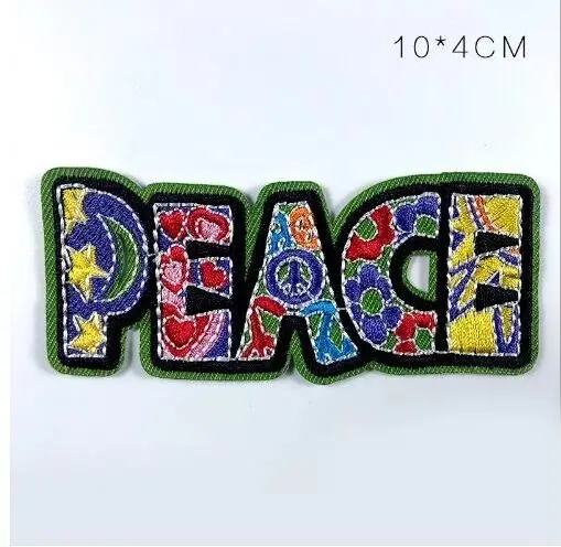 Dz10шт знак мира вышитые патчи для белья сумки обуви DIY аксессуары маленькие буквы