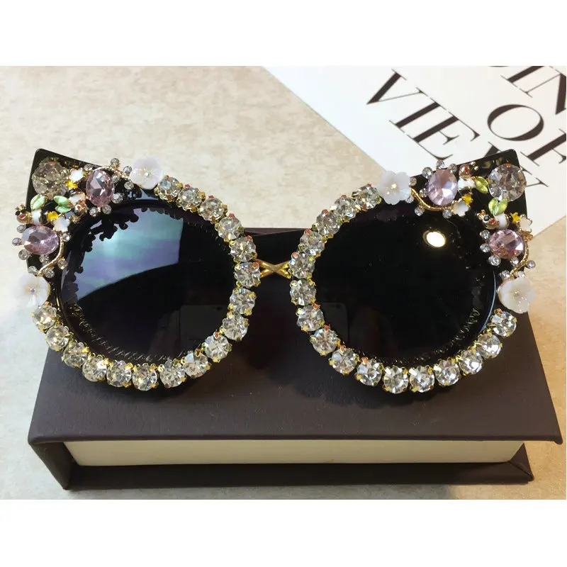 

Cat Sunglasses Women Vintage Small Eyeglasses Retro Red Purple rhinestone 2018 women Stylish Sun Glasses UV400 NX