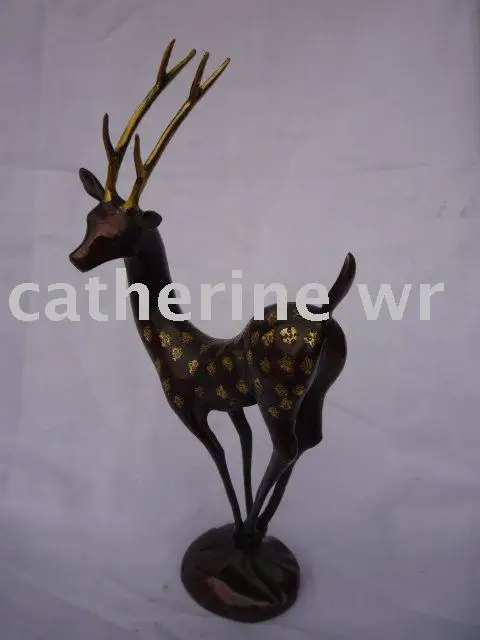 Статуя/скульптура редкий династии Цин cooper Sika deer бесплатная доставка | Дом и сад