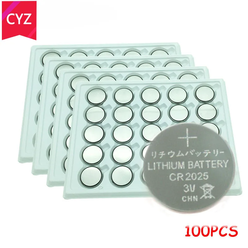 

100pcs/Lot CR2025 3V Cell Coin Button Battery lithium Li-ion ECR2025 DL2025 BR2025 KL2025 L2025 Watches clock toys free shipping