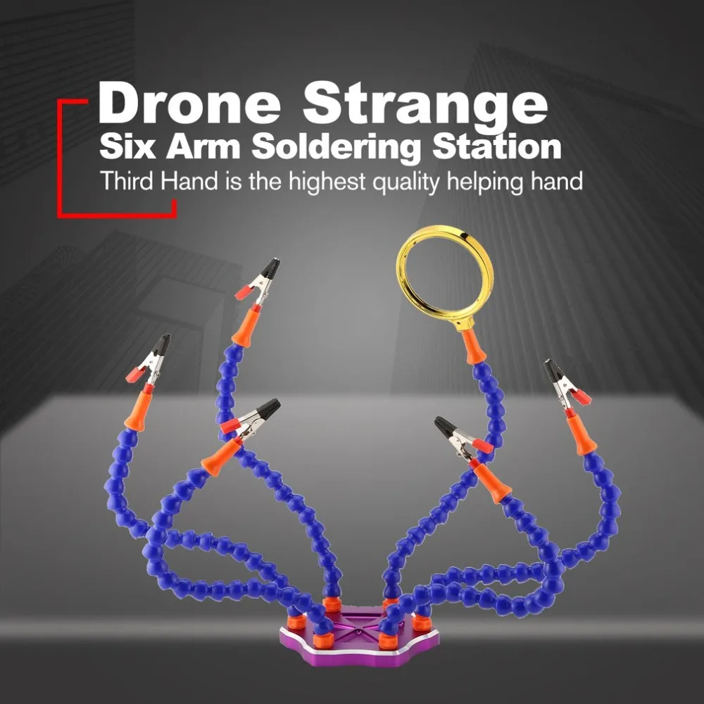 Third Hand Six Arm Soldering Station Helper with USB Fan Magnifier DIY Kit Spare Parts for RC Drone Parts & Accs