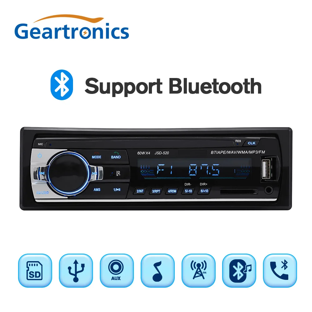 Авторадио 12 в автомобильное радио Bluetooth 1 din автомобильный стерео плеер AUX IN MP3
