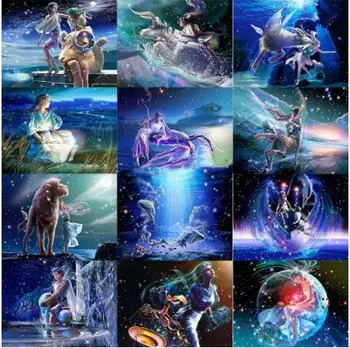 

Full square drill Diamond embroidery 12 zodiacal constellations diamond Painting Cross Stitch Rhinestone Mosaic art decor