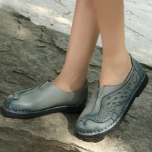 Женская обувь на плоской подошве из натуральной кожи женские лоферы Приятно мягкая подошва ручной работы Для женщин Повседневное тонкие туфли Женские туфли-лодочки