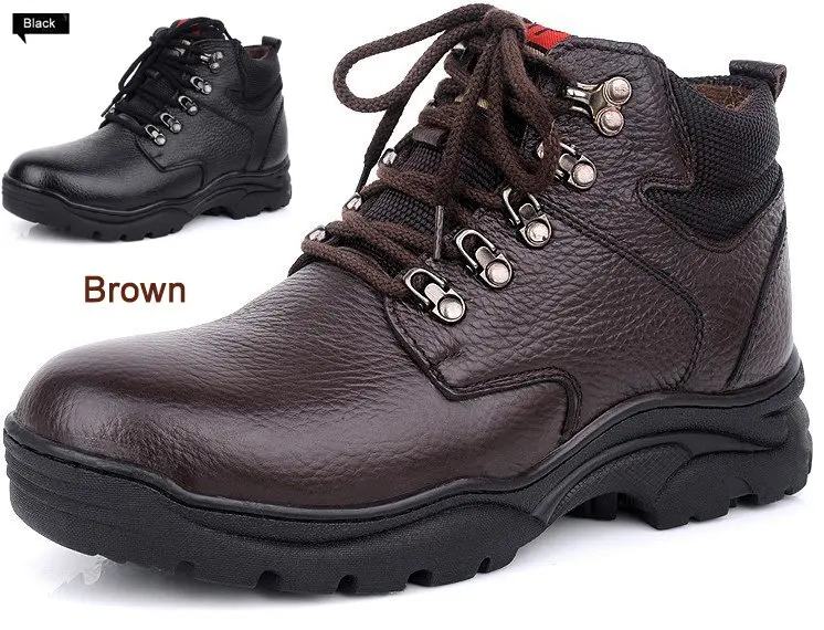 

SG107 Mens Leather Ankle Snow Boots Waterproof + Keep Warm in Cold Winter Shoes Boots Black/Brown Sz 38-44 Free shipping