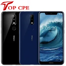 Смартфон Nokia X5, 4 Гб ОЗУ, 64 Гб ПЗУ, 4G LTE, четыре ядра, 13 МП+ 5 МП, двойная тыловая камера, отпечаток пальца, Android 8,1, мобильный телефон