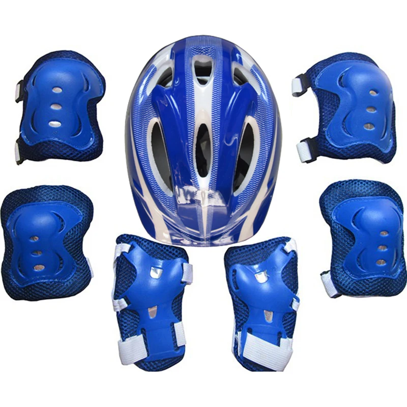 Шлем и наколенники Подушка ролика на открытом воздухе Катание на коньках езда на велосипеде Защита запястья налокотники Набор Девушка