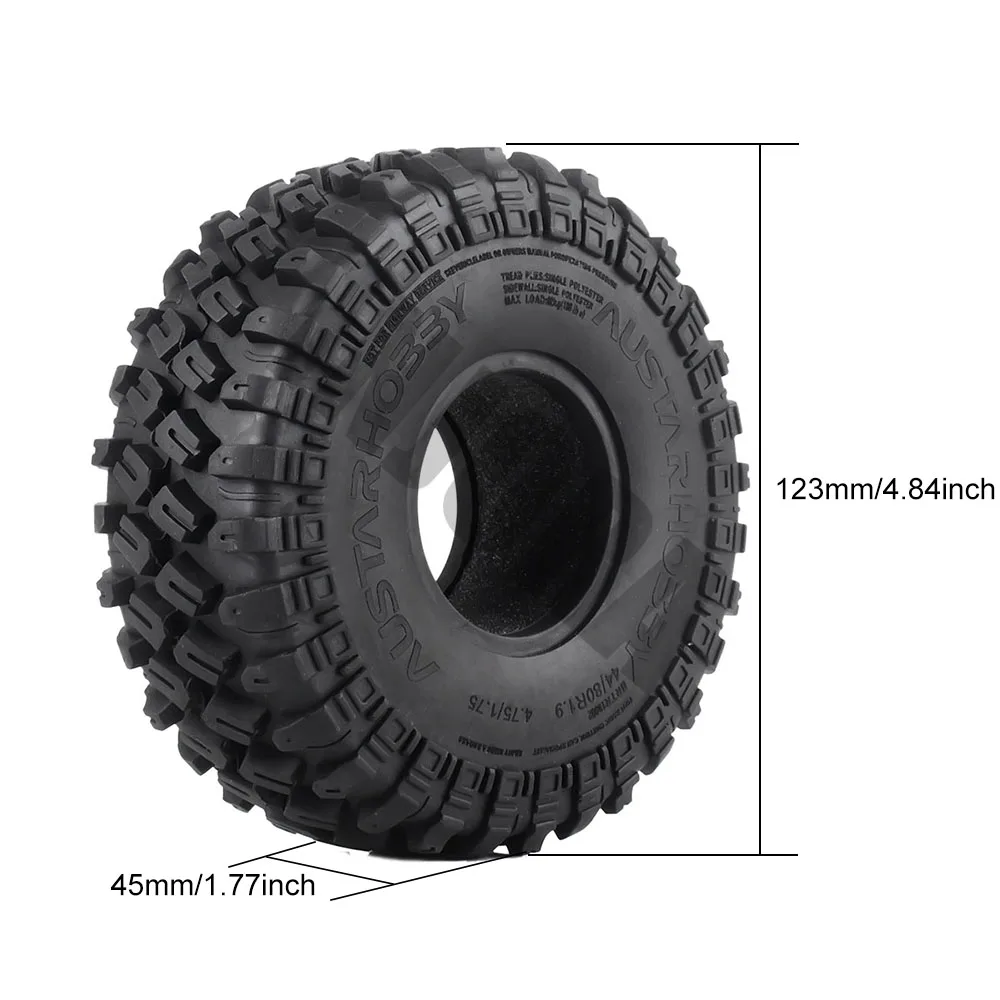 INJORA 4 шт. 123*45 мм 1," резиновые шины для 1:10 RC Рок Гусеничный осевой SCX10 SCX10 II 90046 90047 Traxxas TRX-4 TRX4