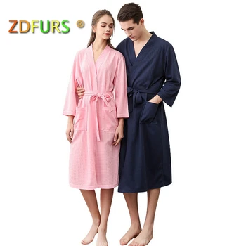 

ZDFURS Women Sleepwear Nightwear Kimono Robe Soild Winter Autumn Casual Cotton Bathrobe Belt Elegant Bathroom Spa Robe