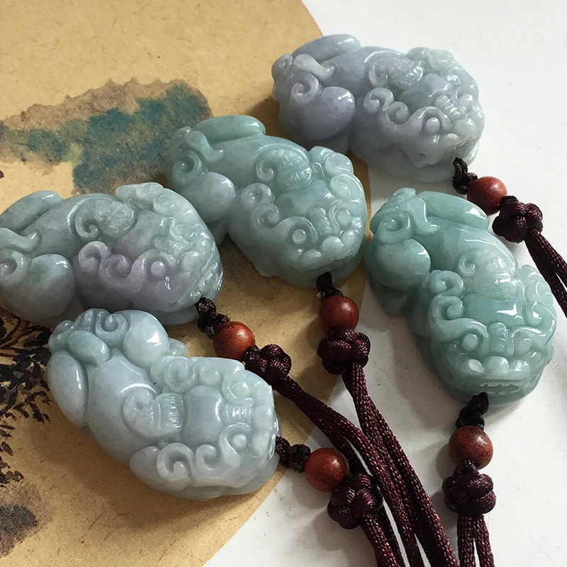 2020 Новый 100% натуральный Jadeite Jades кулон 3D резной God Beast PIXIU Подвески на удачу Женский