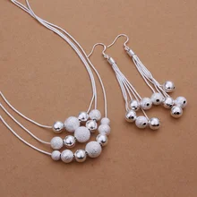 Silver plated refined luxury noble fashion classic spherical Women suit two piece sets hot selling silver jewelry S363