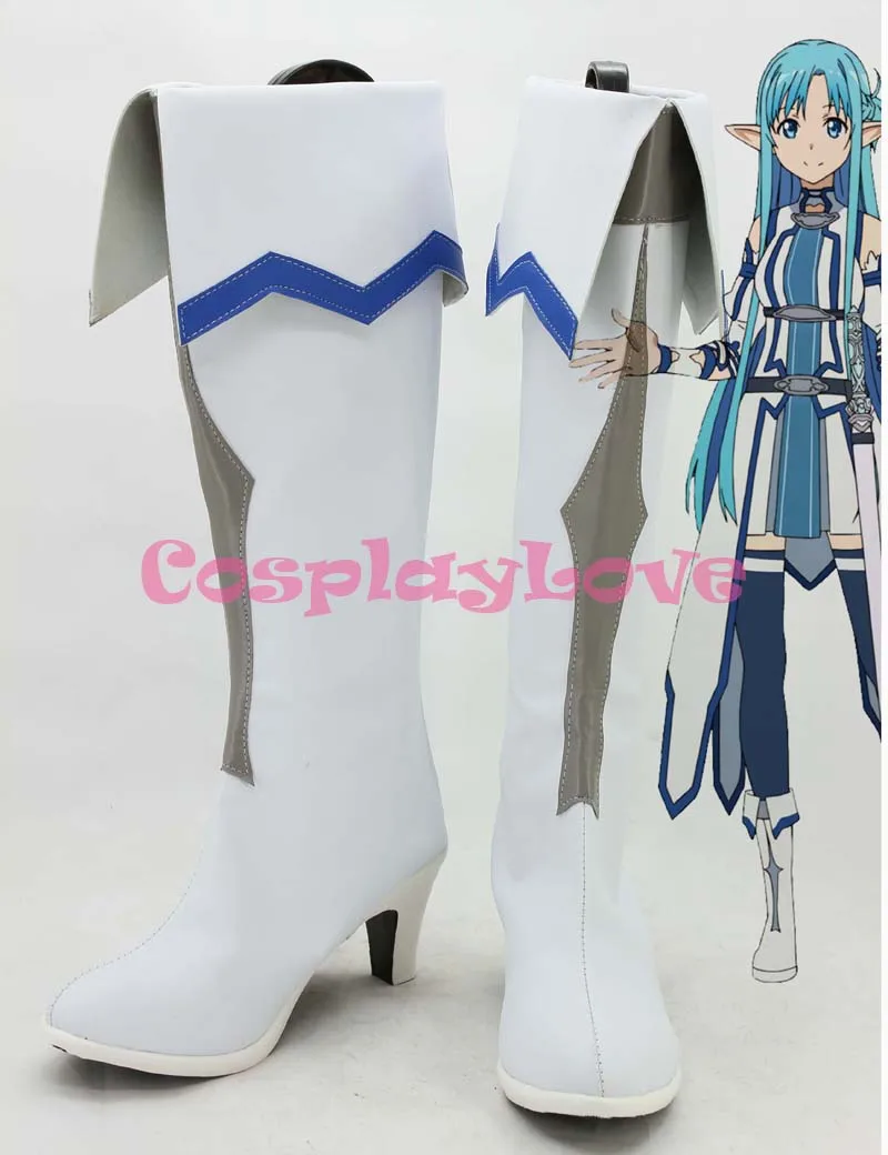 Изготовленные на заказ Японские Аниме на высоком каблуке SAO Sword Art онлайн костюм Asuna для косплея(костюмированных игр) ботинки для рождества, Хэллоуина, фестиваля
