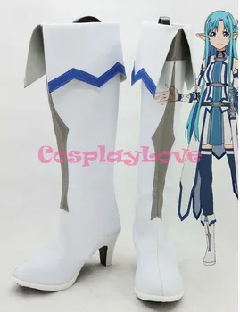 

Custom Made Japanese Anime High Heel SAO Sword Art Online Asuna Cosplay Boots Shoes For Christmas Halloween Festival
