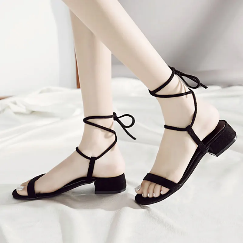 

Women Sandals Summer Lace-Up Platform Shoes Ladies Sexy High Heels Peep Toe Shoes Female Square Heel Ladies Sandals