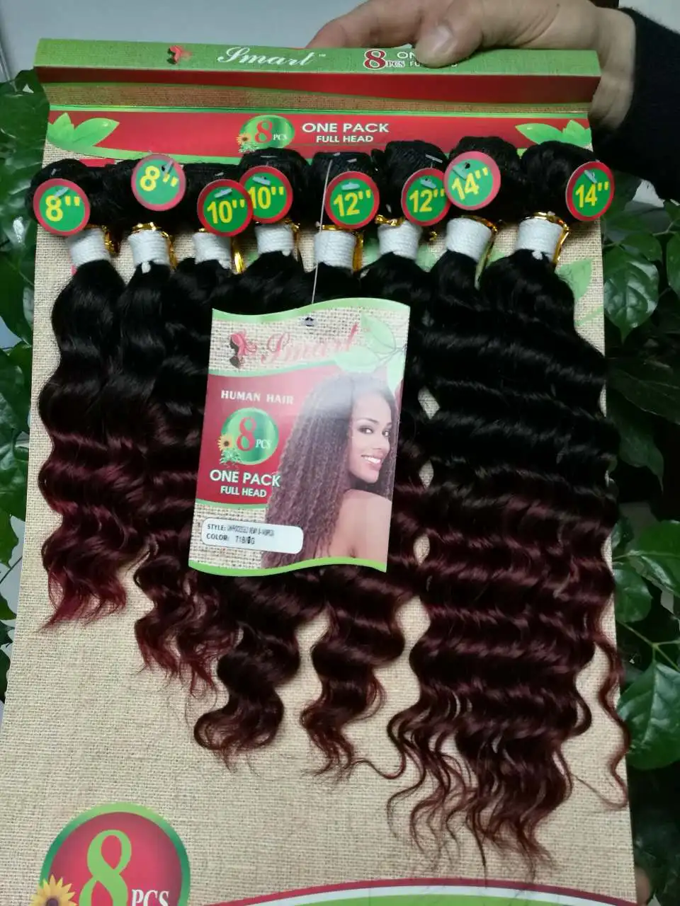 8 Связки черный Для женщин парики бразильский странный вьющиеся волосы Ombre бордовый свободные волосы волна 8 шт. Класс 6a Малайзии прическа - Цвет: #10
