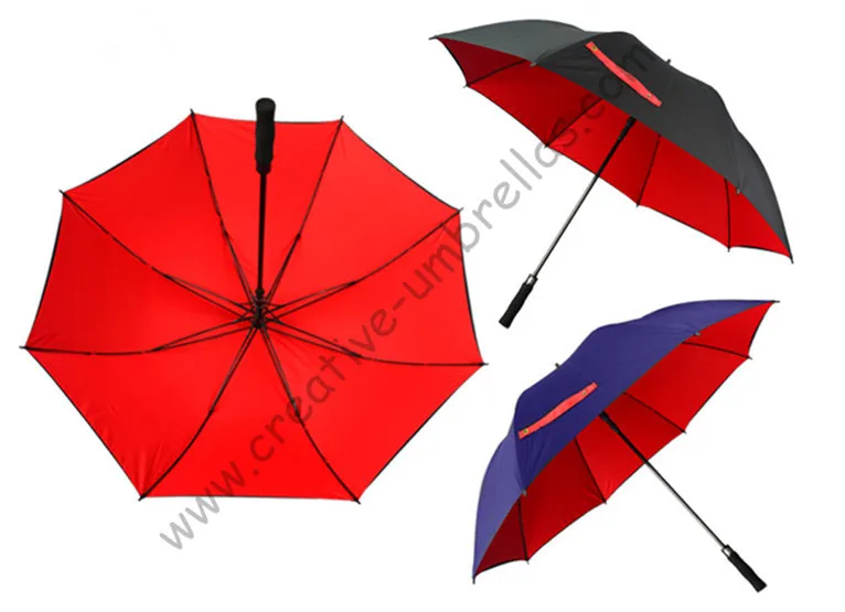 Diameter 130cm golf umbrella visible double layers fabric fiberglass
