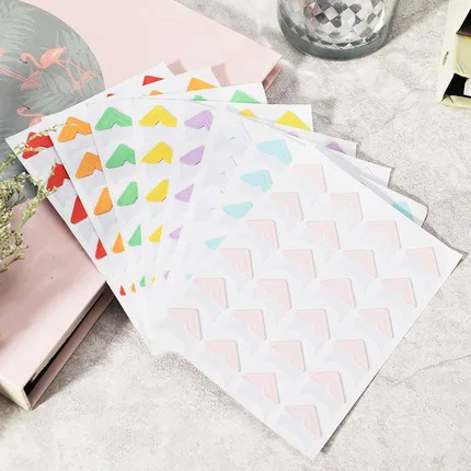 8 Colors 192 Pcs Jelly Color Paper Corner Stickers Photo Album Props Tools for Decor Photos Sticker Scrapbook | Дом и сад