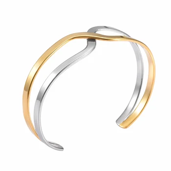 

Free Shipping Never Fade Party Aniversary Wedding Bend Cuff Bangle Charm Bracelet Gift wholesale Stainless Steel Jewelry