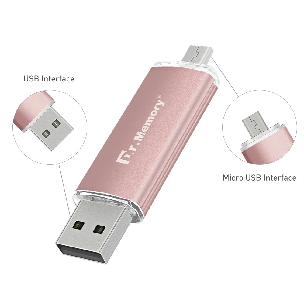 OTG USB флеш-накопитель 32GB USB 2,0 флэш-диск 64 ГБ флеш-накопитель 16Гб 8Гб 4Гб ГБ флэш-накопитель для Android мобильных телефонов, планшетов - Цвет: Rose Gold