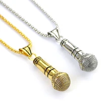 Grande microfone pingente colar moda tira ouro link corrente colares hip hop alta qualidade liga jóias para mulher e homem