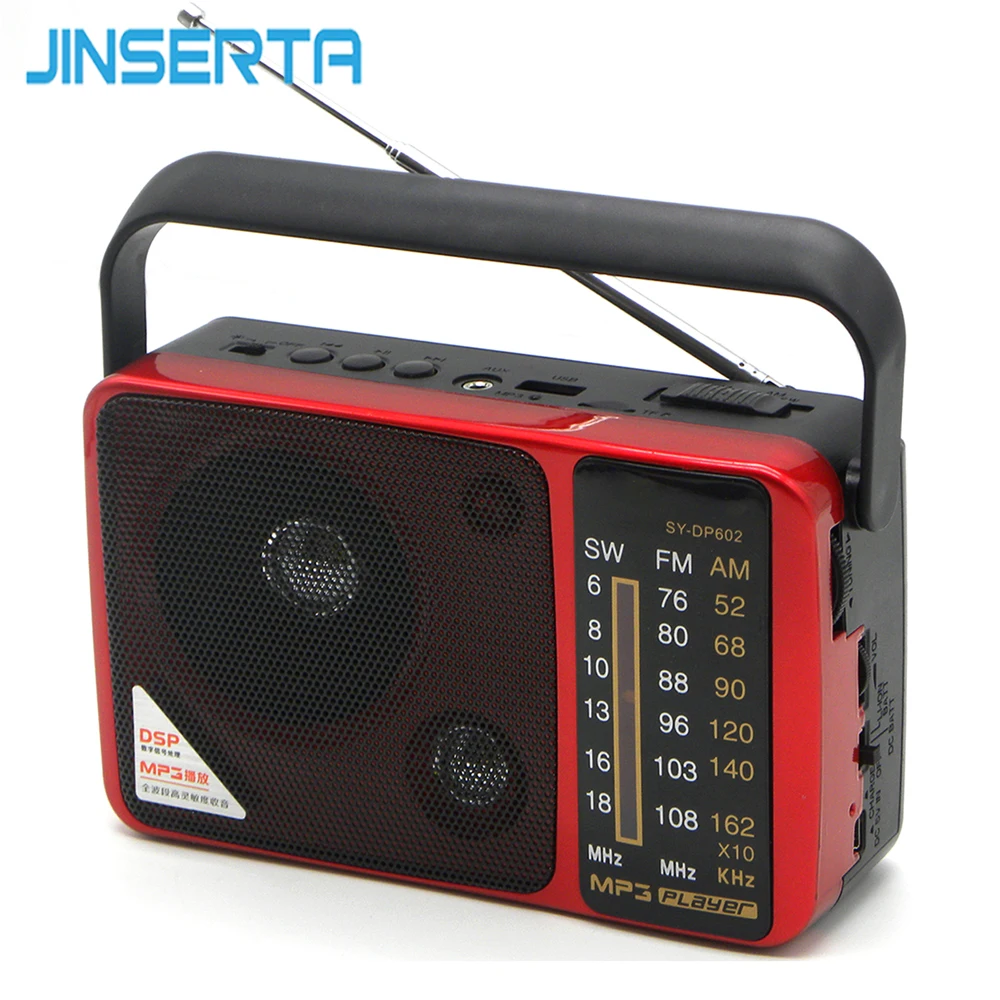 

JINSERTA Full Band FM/AM/SW Stereo Radio Portable Handheld Mp3 Music Player with Rechargeable Battery Support TF Card/U Disk/Aux