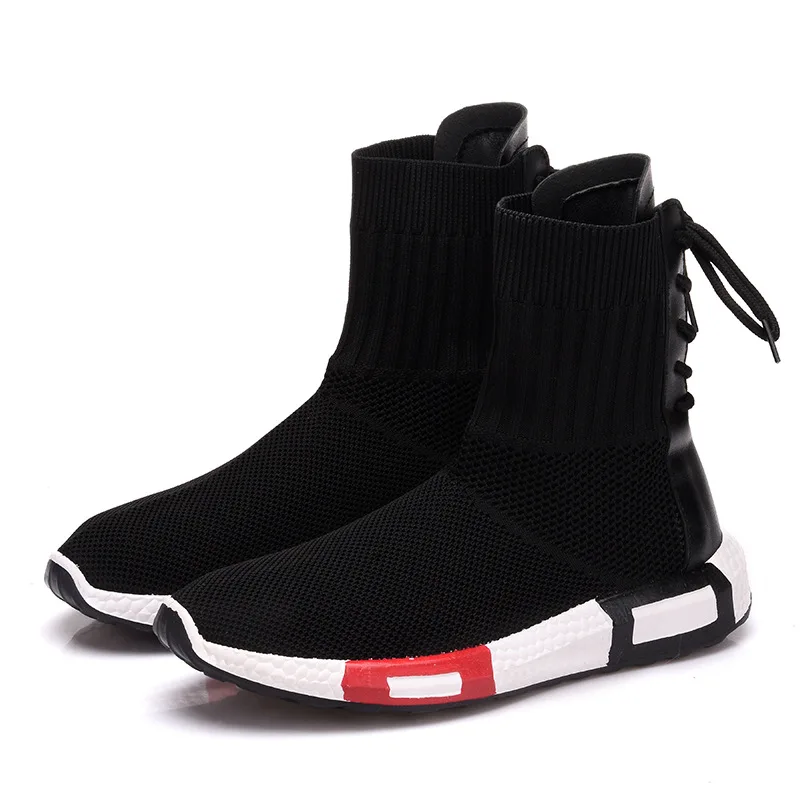

2019 Spring and Autumn Women's Sports Shoes Korean version casual fly woven ins Super Fire socks high top mesh boots Yasilaiya