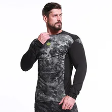 Уличная камуфляжная футболка с длинными рукавами Мужская дышащая фитнес усиленное сжатие армейская походная футболка тактическая походная рубашка