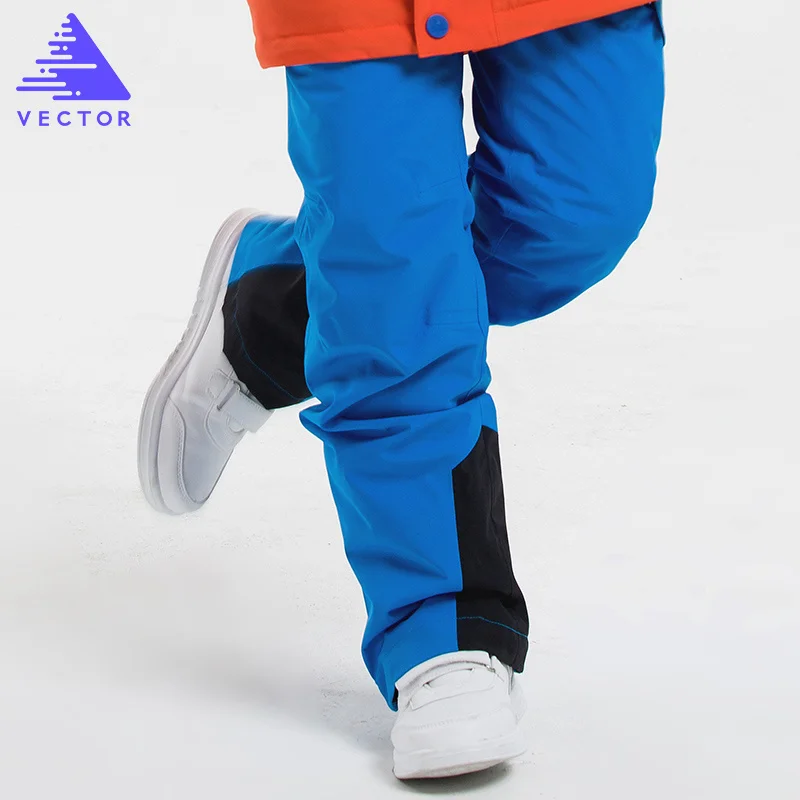 Мальчикам Горнолыжные брюки Детская Новое высокое качество ветрозащитная водонепроницаемая, Лыжный Спорт брюки зимние Мальчикам Лыжные и сноубордические брюки - Цвет: Синий