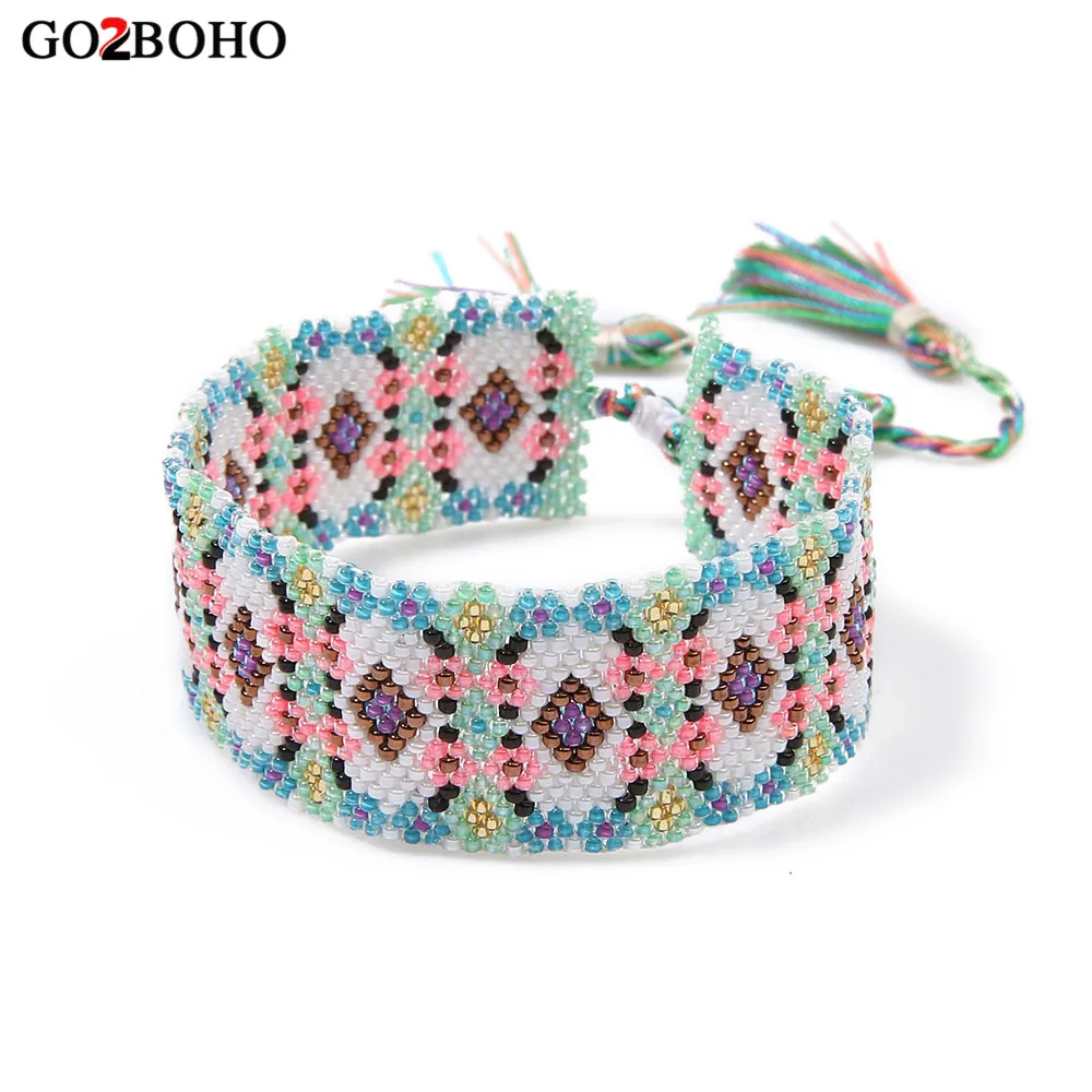 

Go2boho Drop-shipping Supplier Cuff Bracelet Charm Bracelets MIYUKI Seed Beads Loom Weave Boho Ethnic Women Jewelry Heart Gifts
