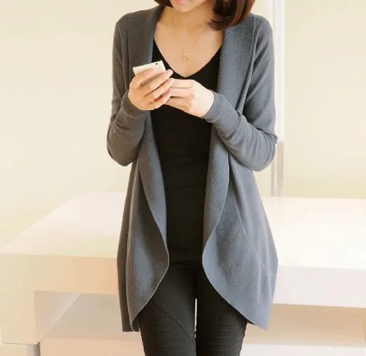 2018 Autumn Winter New Women Long Sleeve Knitted Sweater Casual Solid Scarf Collar Cardigans Sweaters |