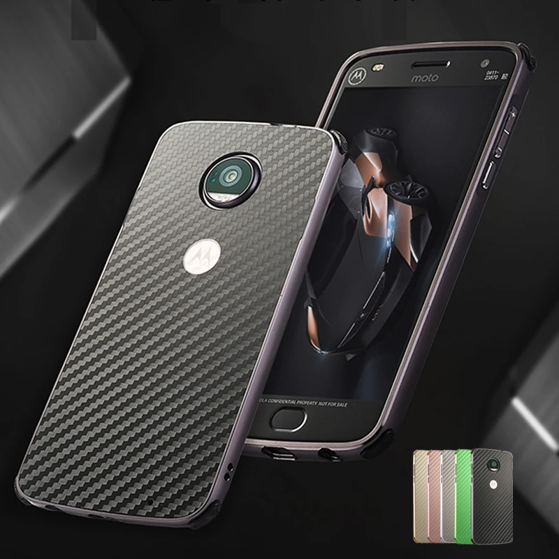 

Phone Case For Motorola MOTO Z2 Force 5.5" Aluminum Metal Frame + Shockproof Carbon Fiber PC Back Cover Cases For MOTO Z2 Force