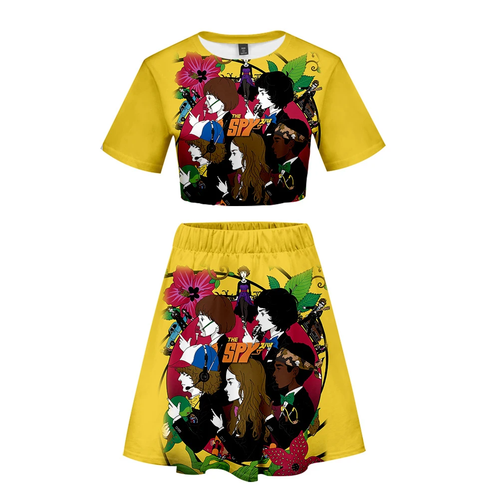 Stranger Things 3D Printed Women Two Piece Set Fashion Summer Short Sleeve Crop Top+Skirt Trendy Streetwear Clothes |