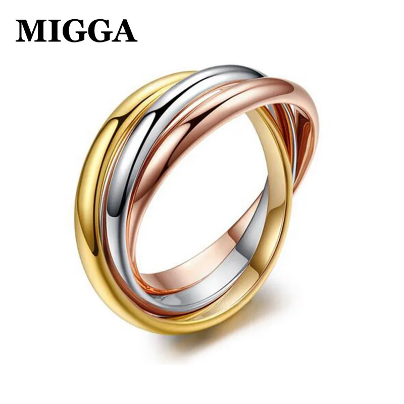 

MIGGA Mixed Gold Color Three Circles Metal Fashion Ring for Women
