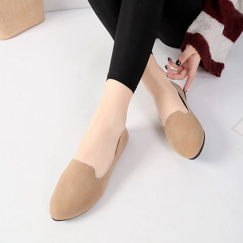 

Oeak Women Flats Female Spring Shoes For Work Cloth Flats Sweet Loafers Slip On Women's Pregnant Flat Shoes Low Top