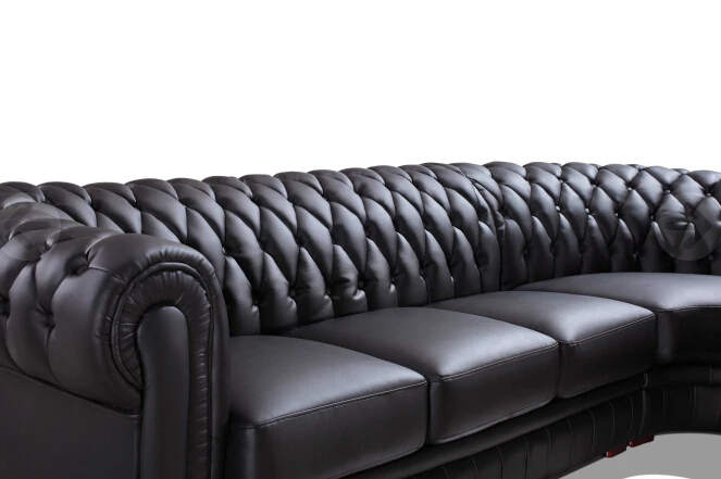 Современный секционный диван для кожи Chesterfield черного цвета гостиной мебель|modern