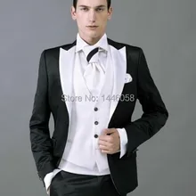 По индивидуальному заказу,, тонкий костюм для жениха, черный костюм, белый жилет, мужские свадебные костюмы, смокинги для жениха для мужчин, жениха