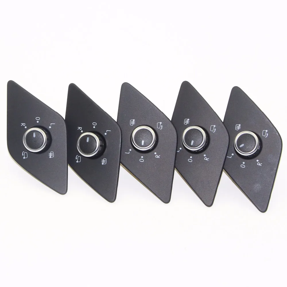5Pcs New Car Chrome Folding Heating Side Mirror Switch Knob For VW