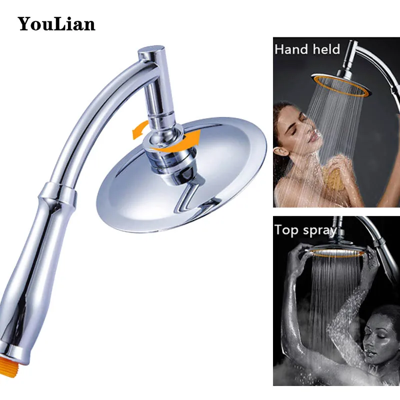 

Rotatable handle shower head round big rainfall nozzle water saving top spray bathing head 6 Inch High Pressure Bathroom bath