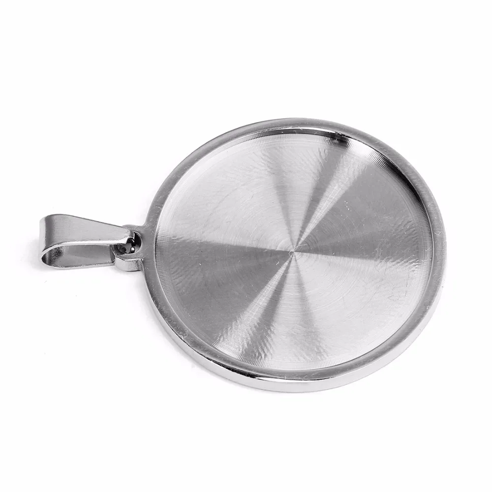 LOULEUR 5pcs/lot Stainless Steel Size 25mm Cabochon Cameo Base Tray Bezel Blank Fit Cabochon Necklace Bracelet Jewelry Making Jewelry Findings