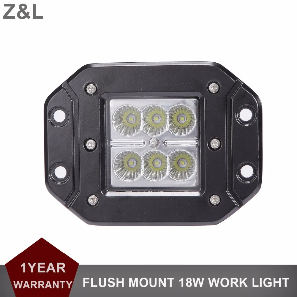 

18W LED Work Light Flush Mount Offroad Car Auto Truck ATV Trailer Van Camper Pickup SUV Exterior Front Rear Auxiliary Fog Lamp