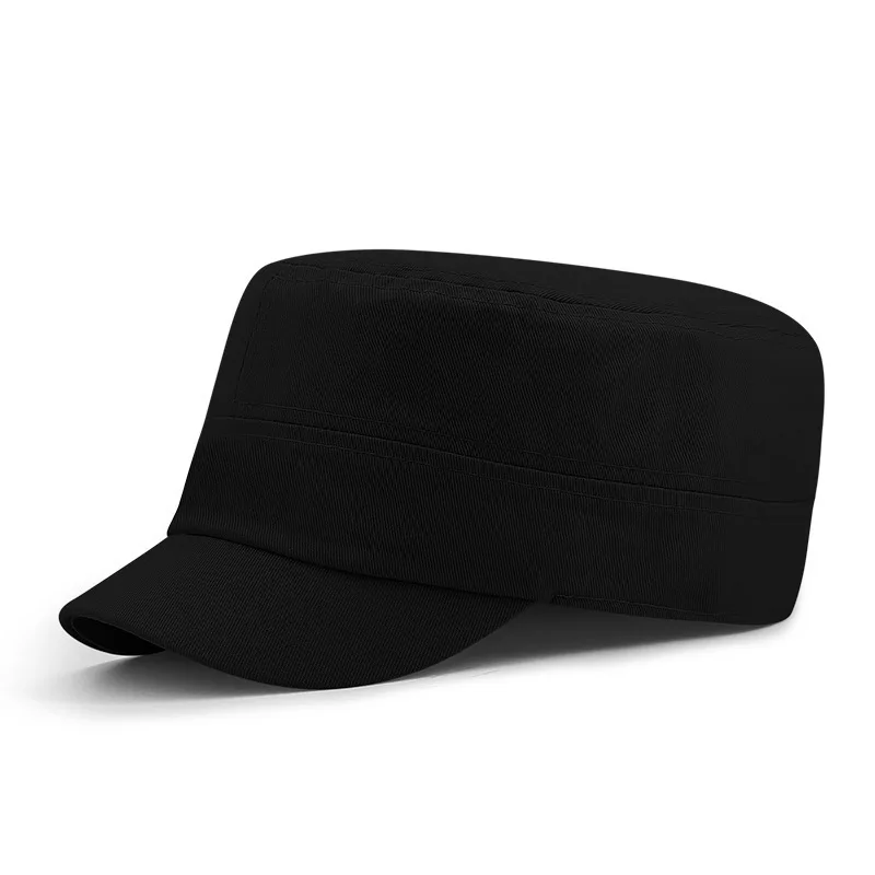 Мужские Солнцезащитные шапки с большой головкой, полностью закрытые плоские армейские кепки, мужские одноцветные кепки размера плюс, мужские короткие бейсболки с острым носком, размеры s, m, l - Цвет: black S