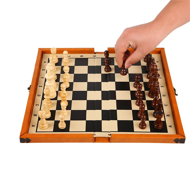 Classic Portable Folding Chess Set Solid Wood Chessboard Mounted Synthetic Leather Table China Leather National Style Board Game Classic Portable Folding Chess Set Solid Wood Chessboard Mounted Synthetic Leather Table China Leather National Style Board Game