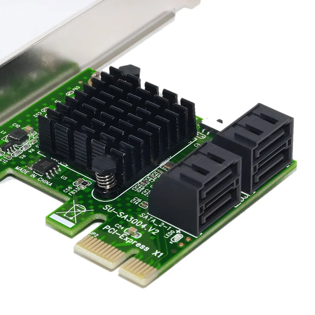 Riser card 4 порта 6G Pci-E к Sata3.0 Riser Card Pci К Sata 3,0 Miner Ssd Ipfs адаптер с большим радиатором для Ssu Sa3004