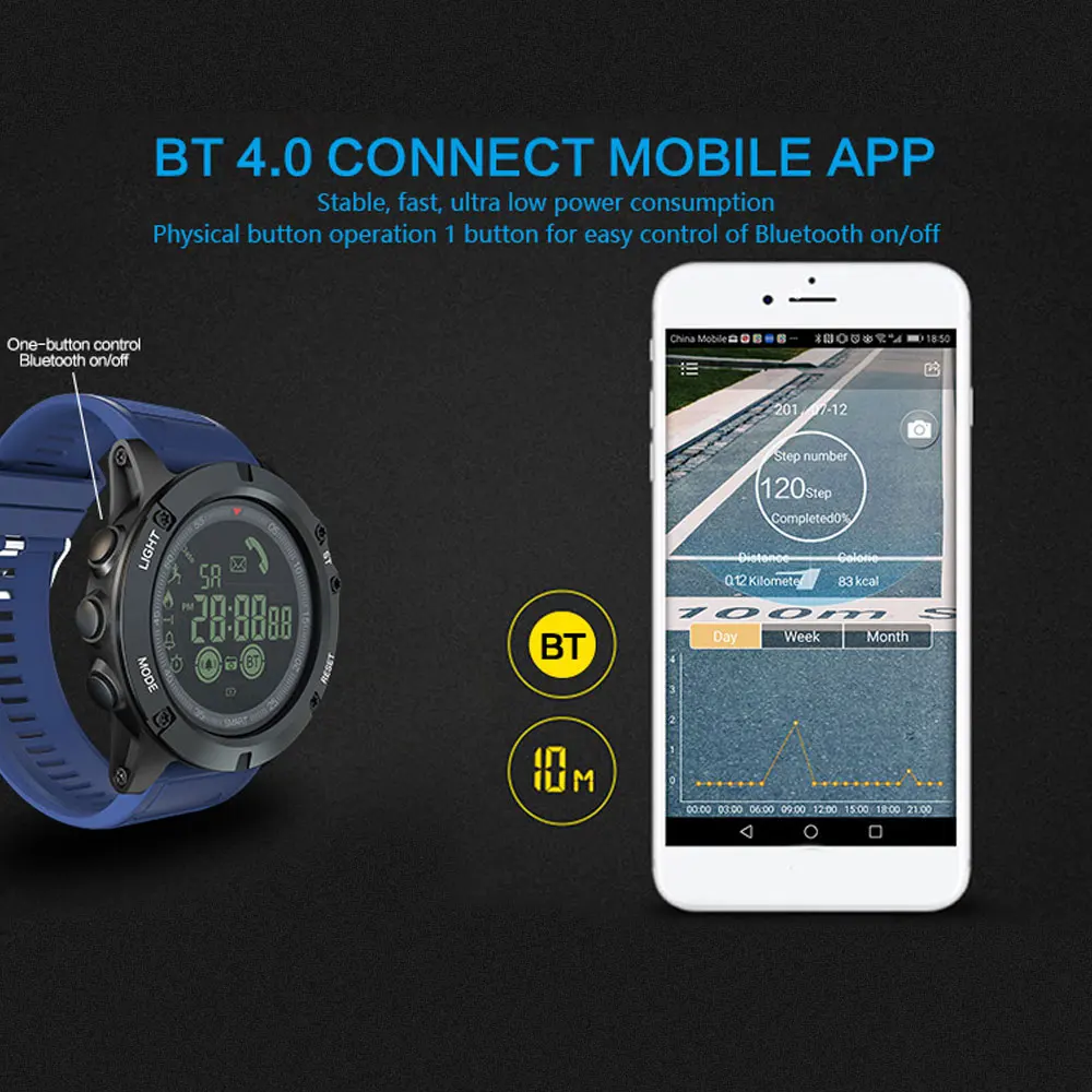EX17S/PR1 Bluetooth Sport Digital Smartwatch 18-month Standby Time 24h All-Weather Monitoring Smart Watch for IOS Android