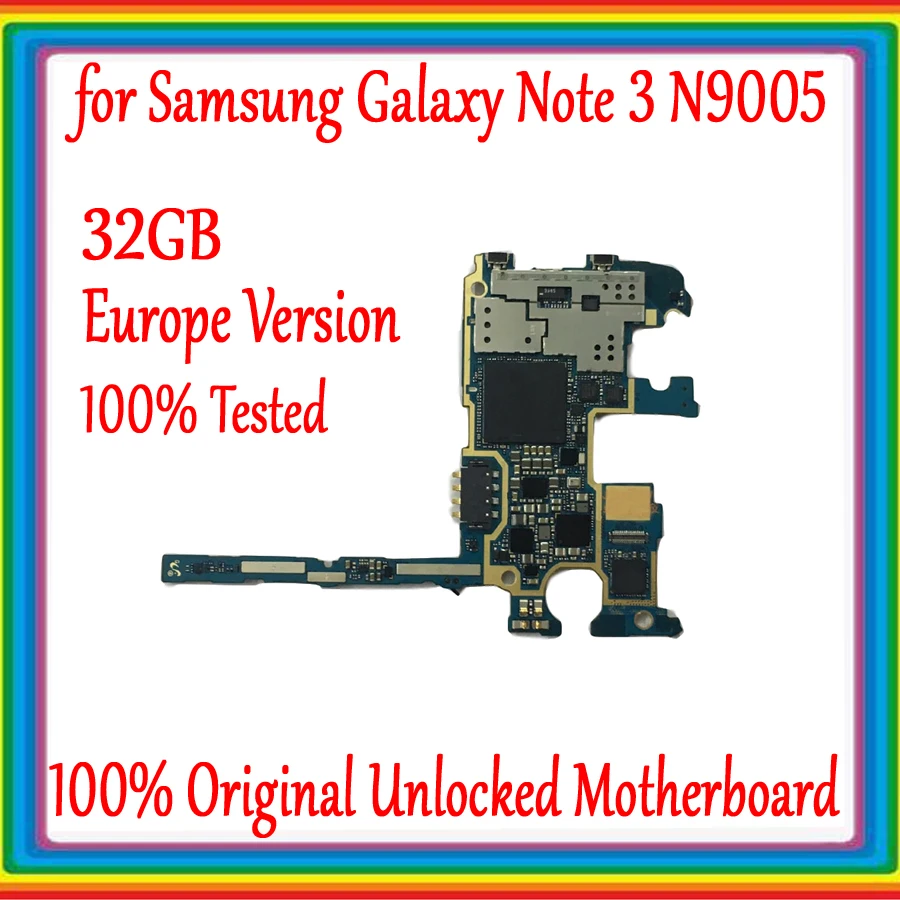 

Europe Version for Samsung Galaxy Note 3 N9005 Motherboard 32gb,factory Unlocked Note 3 N9005 Logic board with Chip