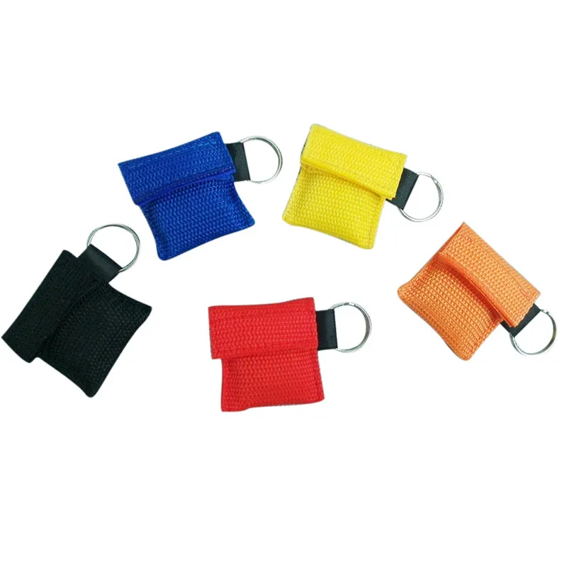 

4 Colors CPR Resuscitator Mask Keychain Emergency Face Shield First Aid CPR Mask For Health Care Tools