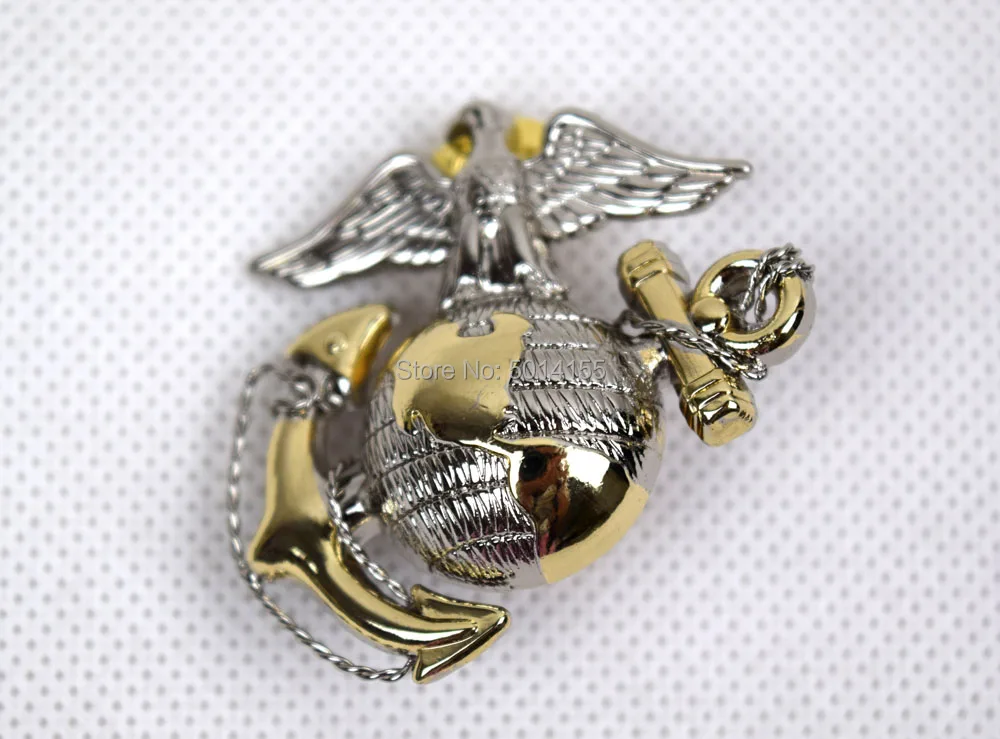 

US officer Dress Cap Badge Pin Marine Corps Insignia BADGE Silver