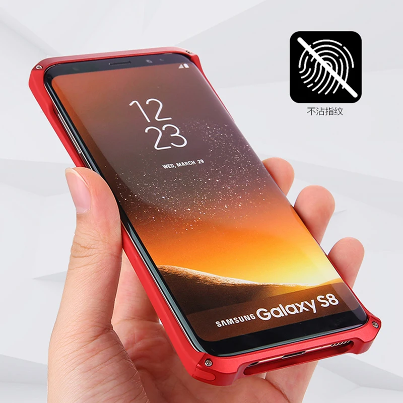 

Textured Anti-fall Metal Frame Plastic Back Plate For Samsung Galaxy S8 Aluminum Alloy S8 Plus Bumper S8Plus Case CoverWith Gift