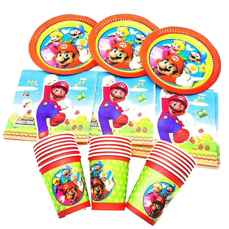 60pcs/lot Mario plates cups napkins baby shower party supplies Mario